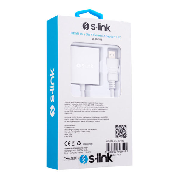 S-LINK SL-HVS13 HDMI to VGA + Audio Micro Usb Çevirici - Görsel 3