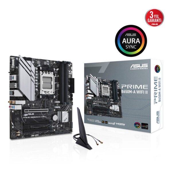 ASUS PRIME B650M-A WIFI II AMD B650 AM5 DDR5 6400 DP HDMI VGA Çift M2 USB3.2 AX - Görsel 6