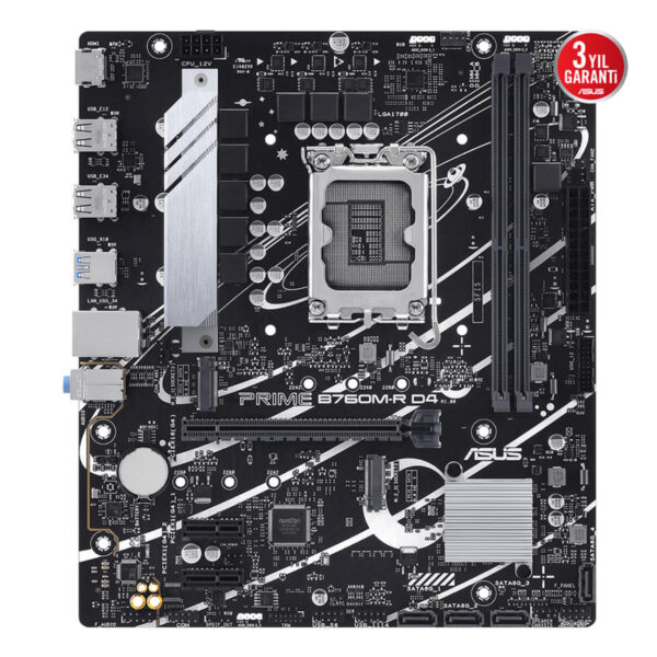ASUS MB PRIME B760M-R D4 INTEL B760 LGA1700 DDR4 5333 HDMI 2x M2 USB3.2 AURA RG - Görsel 5