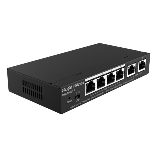 RUIJIE REYEE RG-ES206GC-P 4GE Port 54W PoE+, 2GE Uplink Yönetilebilir Switch - Görsel 3