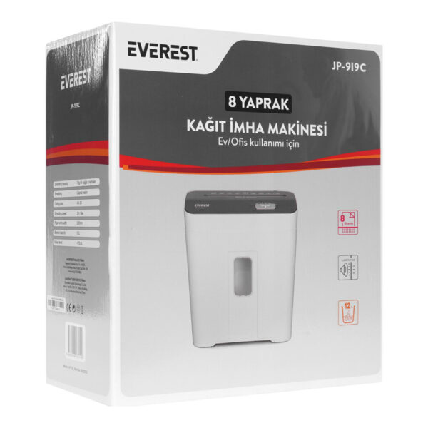EVEREST JP-919C Evrak İmha Makinesi 312 *167.3 * 350mm Cross Cut Paper Shredder - Görsel 2