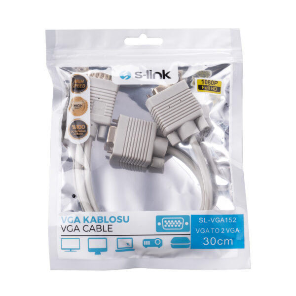 S-LINK SL-VGA152  VGA TO 2 30CM VGA Çoklayıcı Kablo - Görsel 4