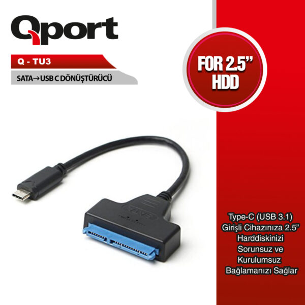 QPORT TYPE-C TO SATA ÇEVİRİCİ (Q-TU3) - Görsel 2