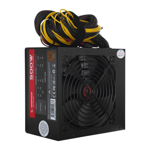 RAMPAGE RMP-500-80P 500W 80 PLUS 12cm Fan A ktif PFC Power Supply - Görsel 5