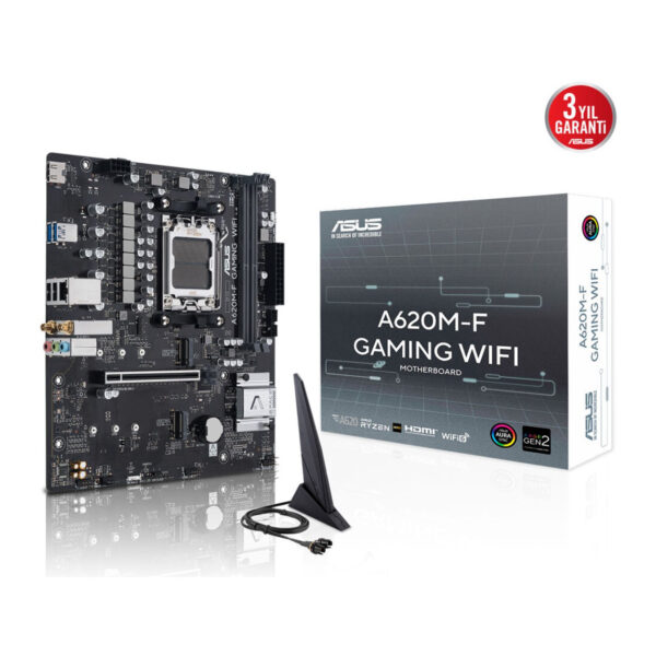 ASUS A620M-F GAMING WIFI AM5 DDR5 8000 HDMI 2xM2 WiFi6E+BT AURA RGB 2.5GLAN mATX - Görsel 9