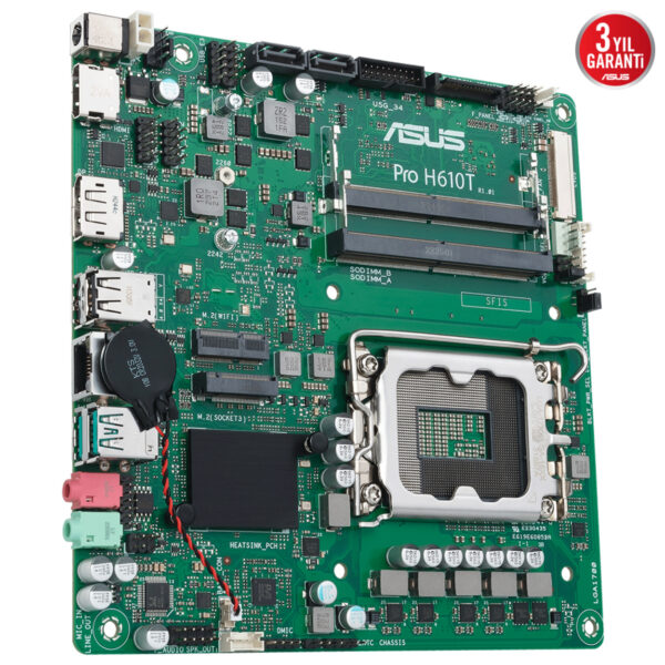ASUS PRO H610T-CSM LGA1700 DDR5 5600 DP HDMI LVDS M2 USB3.2 Thin Mini ITX 7/24 - Görsel 2