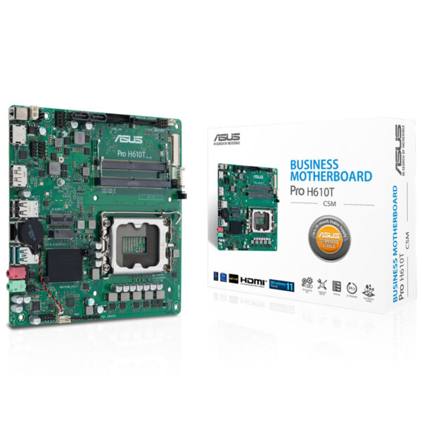 ASUS PRO H610T-CSM LGA1700 DDR5 5600 DP HDMI LVDS M2 USB3.2 Thin Mini ITX 7/24 - Görsel 4