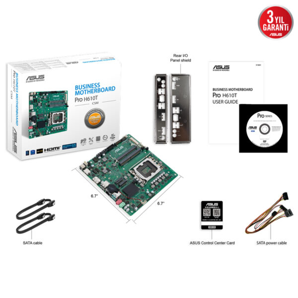 ASUS PRO H610T-CSM LGA1700 DDR5 5600 DP HDMI LVDS M2 USB3.2 Thin Mini ITX 7/24 - Görsel 7