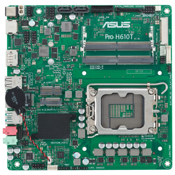 ASUS PRO H610T-CSM LGA1700 DDR5 5600 DP HDMI LVDS M2 USB3.2 Thin Mini ITX 7/24 - Görsel 6