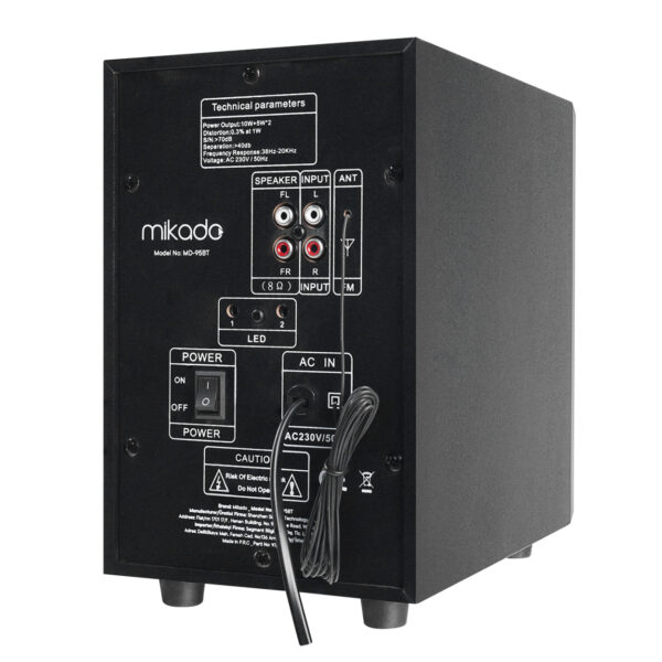 MIKADO MD-95BT 2+1 20W Siyah Multimedya FM/BT/SD/USB Speaker Hoparlör - Görsel 5