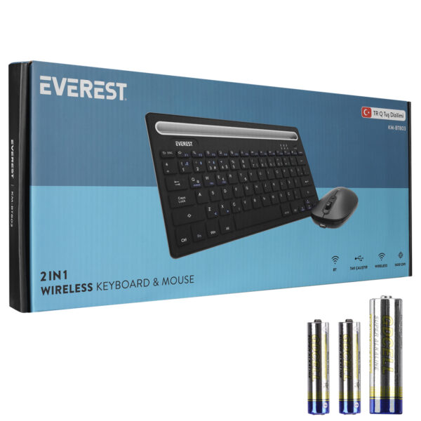 EVEREST KM-BT803 Siyah 3 in 1 BT 5.0+3.0+2.4Ghz 1600dpi Q Multimedia Kablosuz - Görsel 2