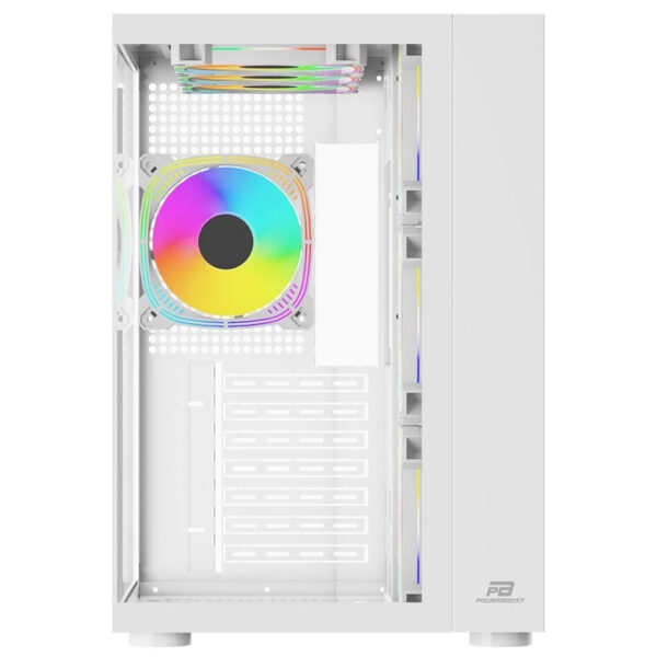 PowerBoost PB-SS02W Sea View USB 3.0, ATX 7 x ARGB Fanlı, Beyaz Kasa (PSU Yok) - Görsel 2