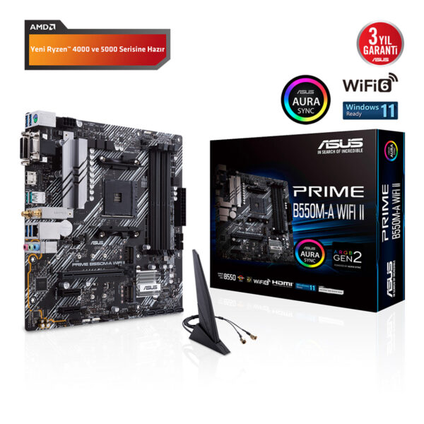 ASUS PRIME B550M-A WIFI II AMD B550 AM4 DDR4 4866 HDMI DVI VGA Çift M2 USB3.2 AX - Görsel 4