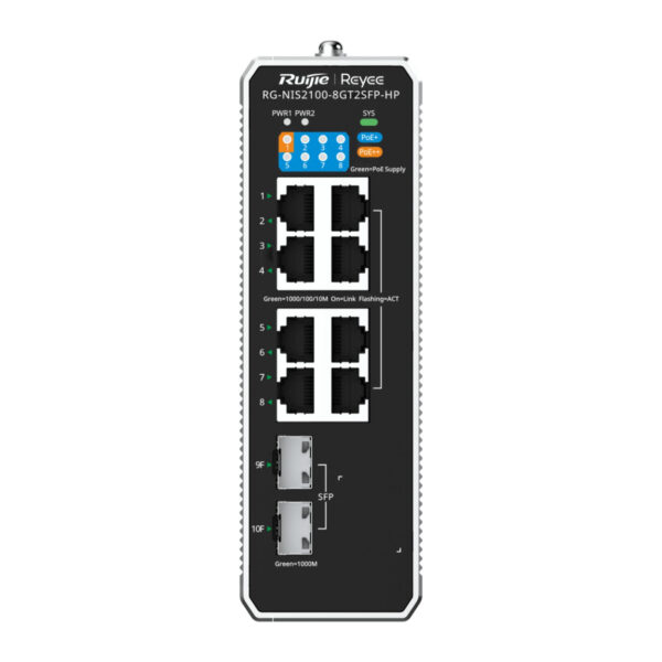 RUIJIE REYEE RG-NIS2100-8GT2SFP-HP 8GE PoE/PoE+,2GE SFP,300W Endüstriyel Cloud - Görsel 5