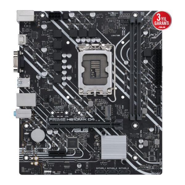 ASUS PRIME H610M-K D4 ARGB Intel H610 LGA1700 DDR4 3200 HDMI M2 USB3.2 AURA RGB - Görsel 5