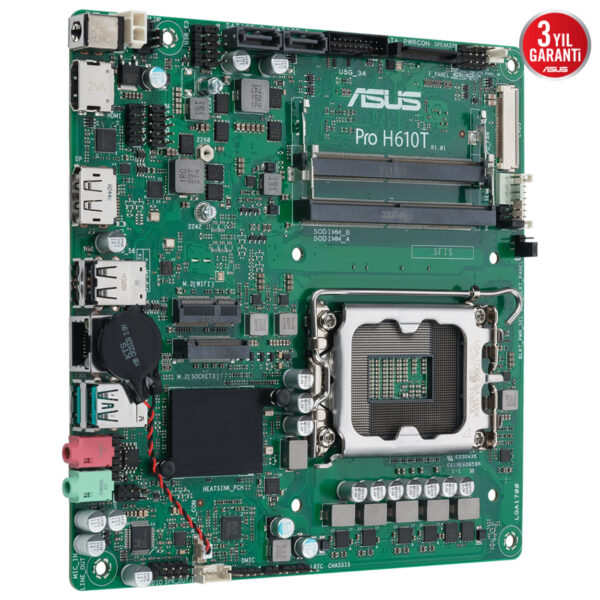ASUS PRO H610T-CSM LGA1700 DDR5 5600 DP HDMI LVDS M2 USB3.2 Thin Mini ITX 7/24 - Görsel 8