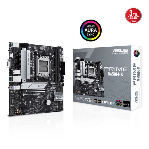 ASUS PRIME B650M-K AM5 DDR5 SES GLAN HDMI/VGA SATA3 USB3.2 mATX - Görsel 7