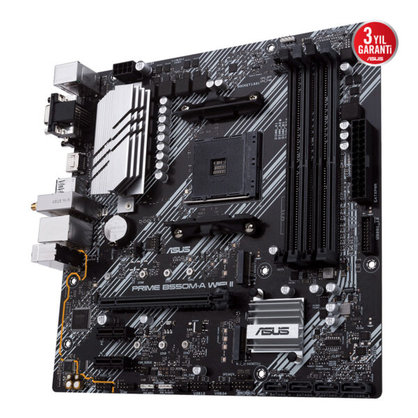 ASUS PRIME B550M-A WIFI II AMD B550 AM4 DDR4 4866 HDMI DVI VGA Çift M2 USB3.2 AX
