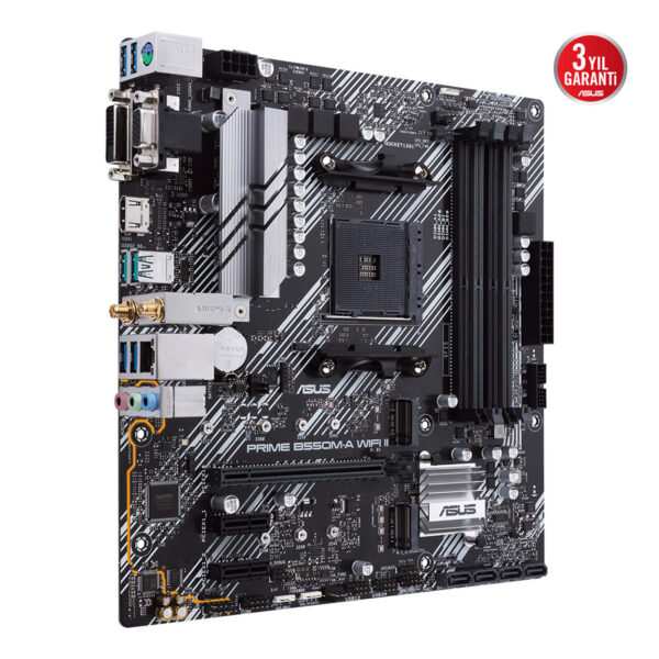 ASUS PRIME B550M-A WIFI II AMD B550 AM4 DDR4 4866 HDMI DVI VGA Çift M2 USB3.2 AX - Görsel 2