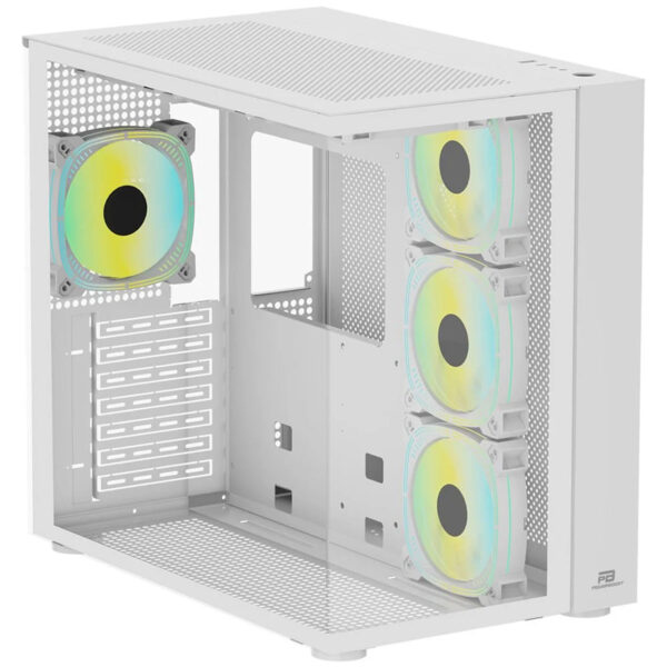PowerBoost PB-SS02W Sea View USB 3.0, ATX 7 x ARGB Fanlı, Beyaz Kasa (PSU Yok) - Görsel 3