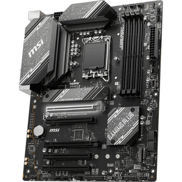 MSI B760M GAMING PLUS WIFI SOKET 1700 DDR5 6800(OC) PCI-E M.2 USB3.2 HDMIDP 1X 2